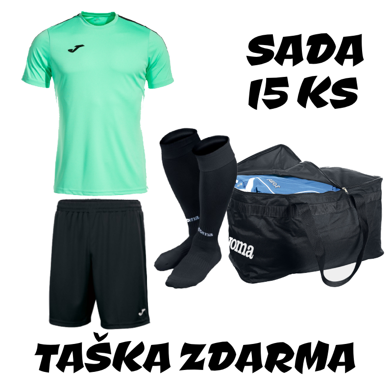 Sada dresů JOMA OLIMPIADA GREEN BLACK,15 ks + taška JOMA