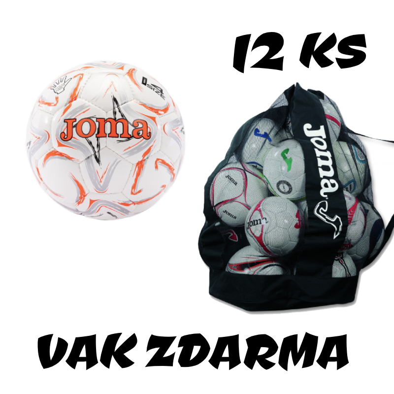 12 x Fotbalový míč JOMA EGEO II, CORAL + vak na míče JOMA