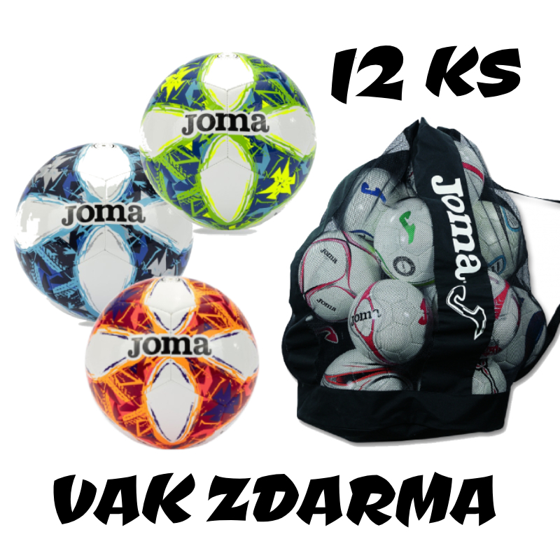 12 x Fotbalový míč JOMA CHALLENGE III + vak na míče JOMA